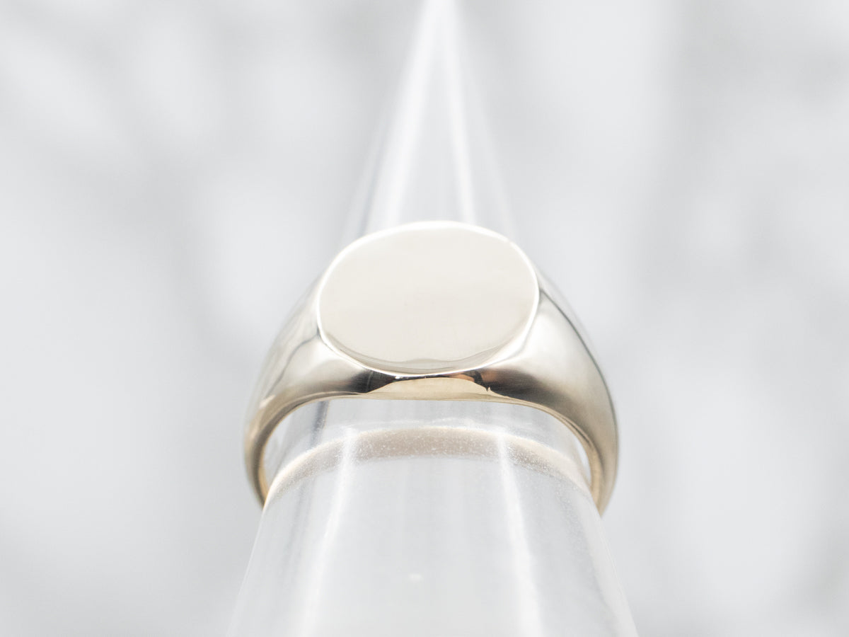 Bold White Gold Signet Ring