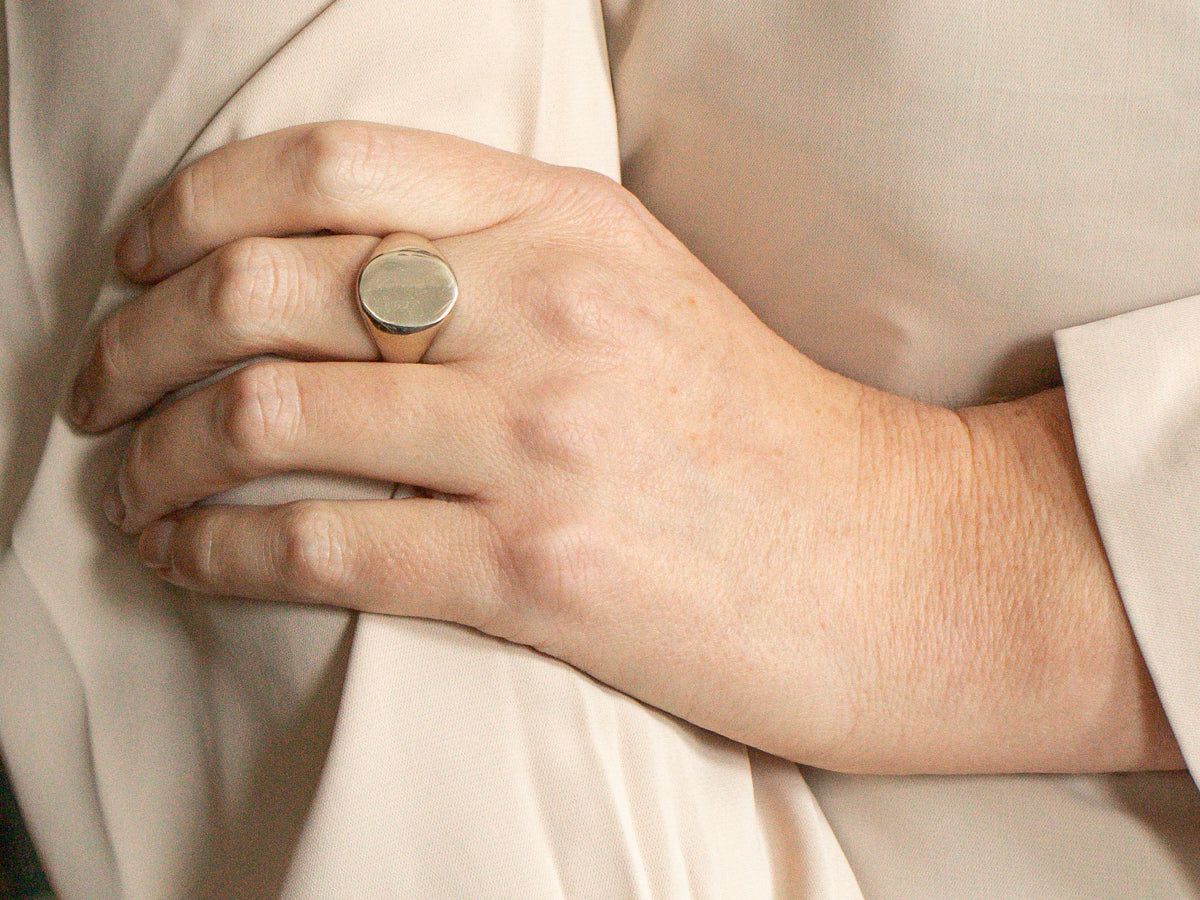 Bold White Gold Signet Ring