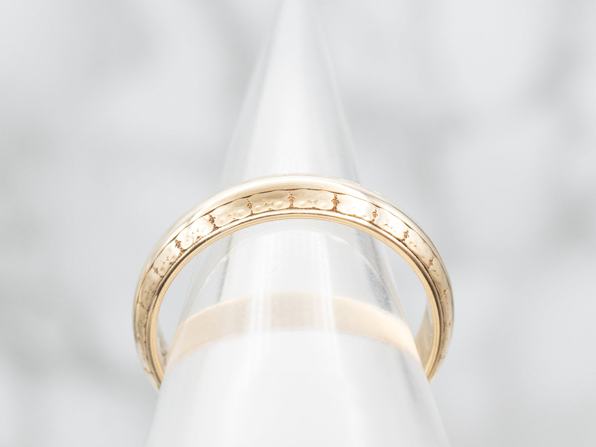 Gold Forget-Me-Not Patterned Wedding Band