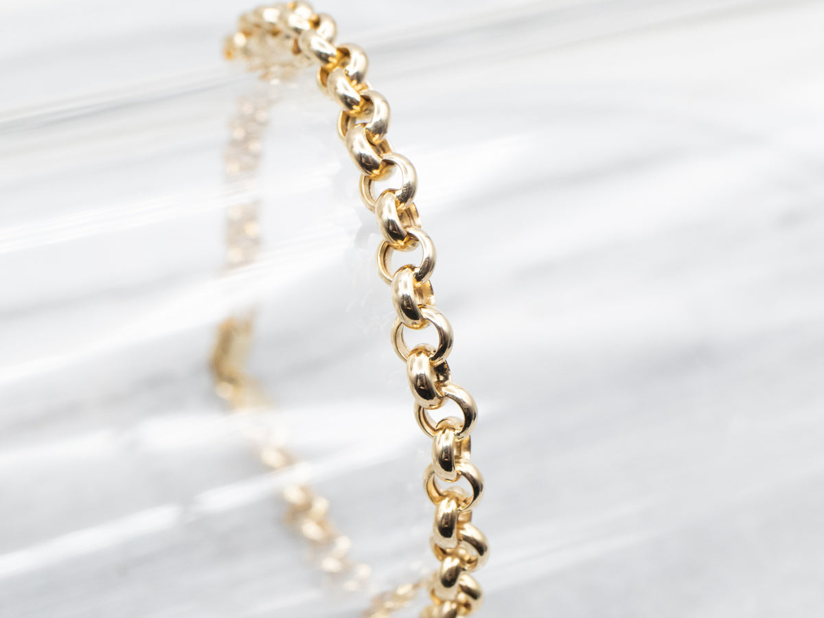 Polished Gold Rolo Chain Link Bracelet