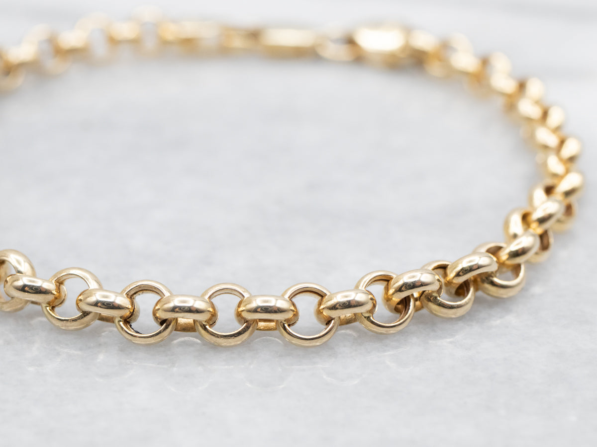 Polished Gold Rolo Chain Link Bracelet