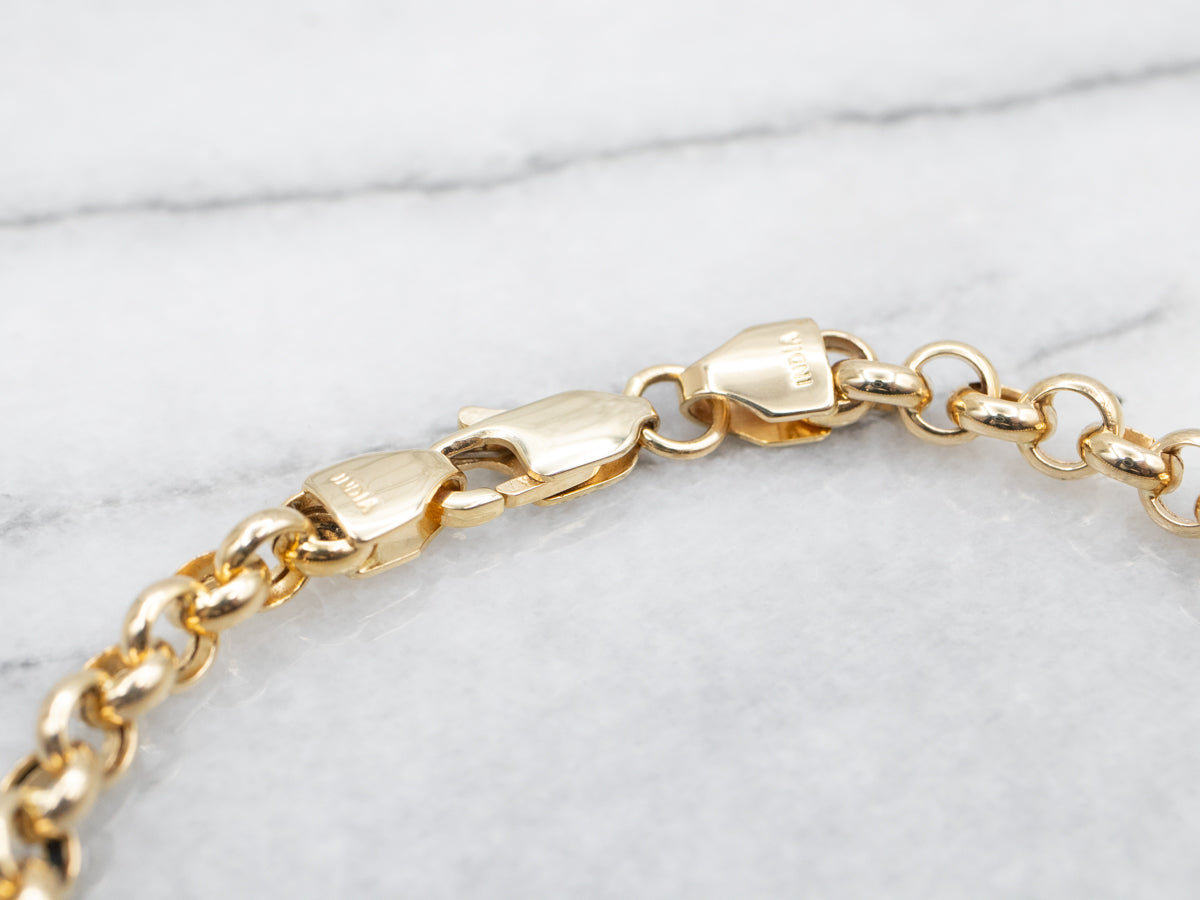 Polished Gold Rolo Chain Link Bracelet