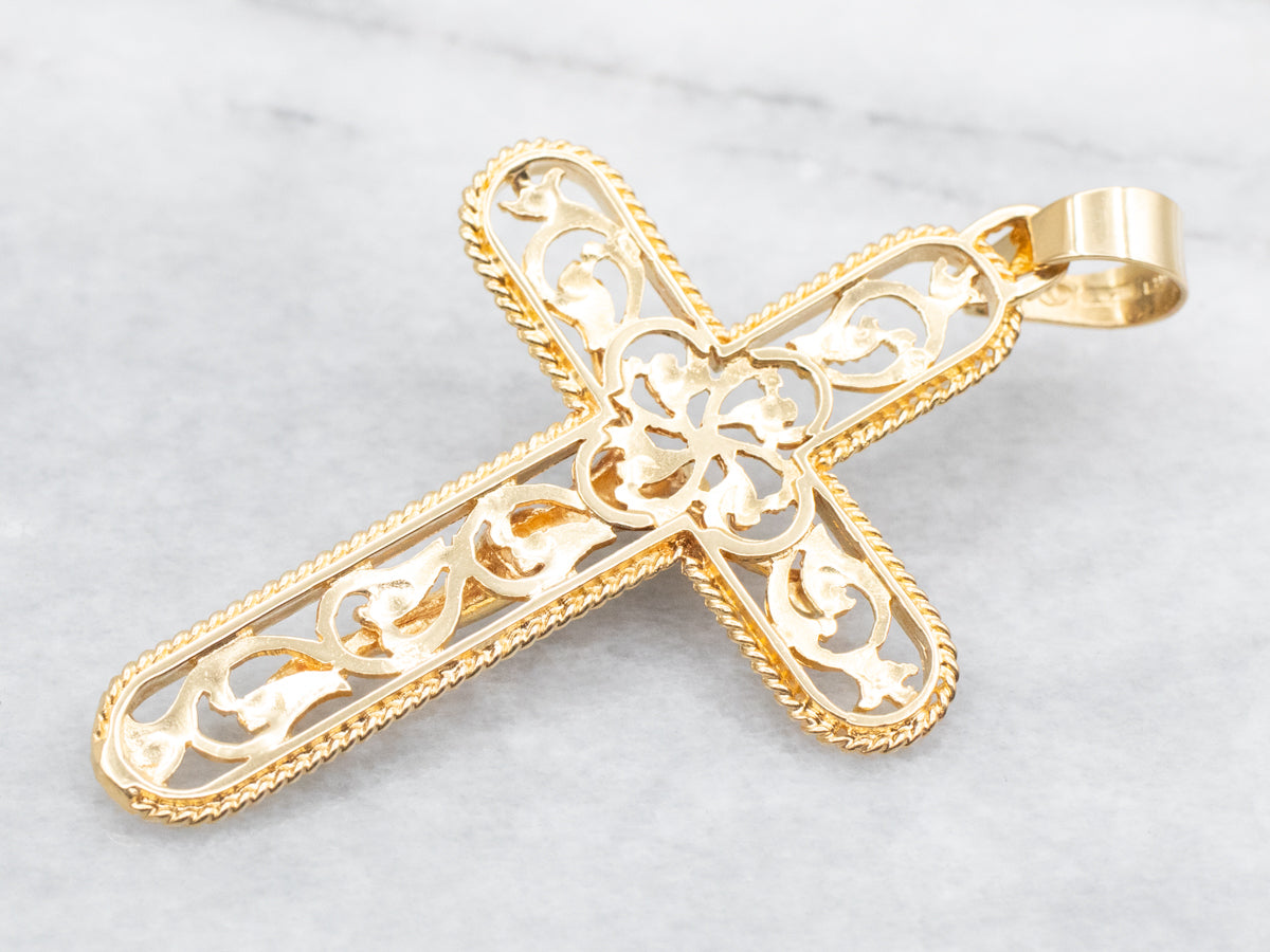 Gold Filigree Crucifix Pendant