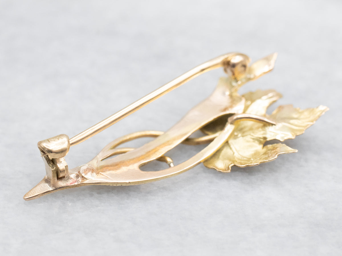 Vintage Gold Grape Leaf Brooch