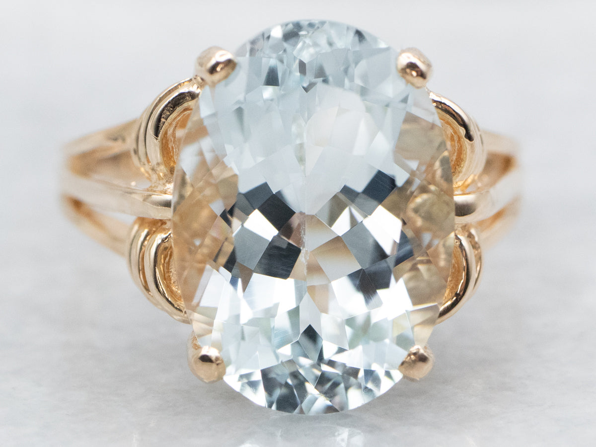 Vintage Gold Aquamarine Solitaire Ring