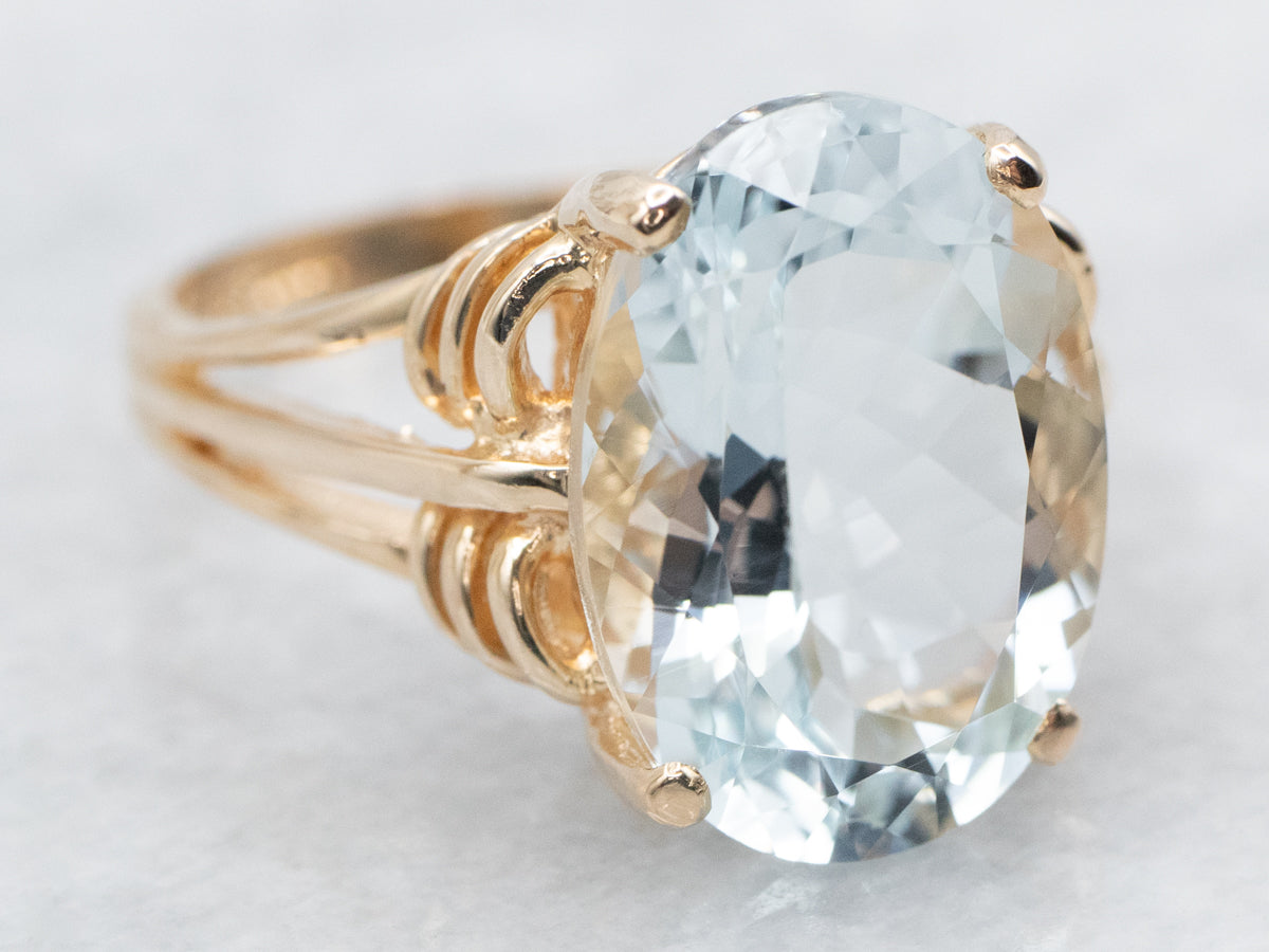 Vintage Gold Aquamarine Solitaire Ring