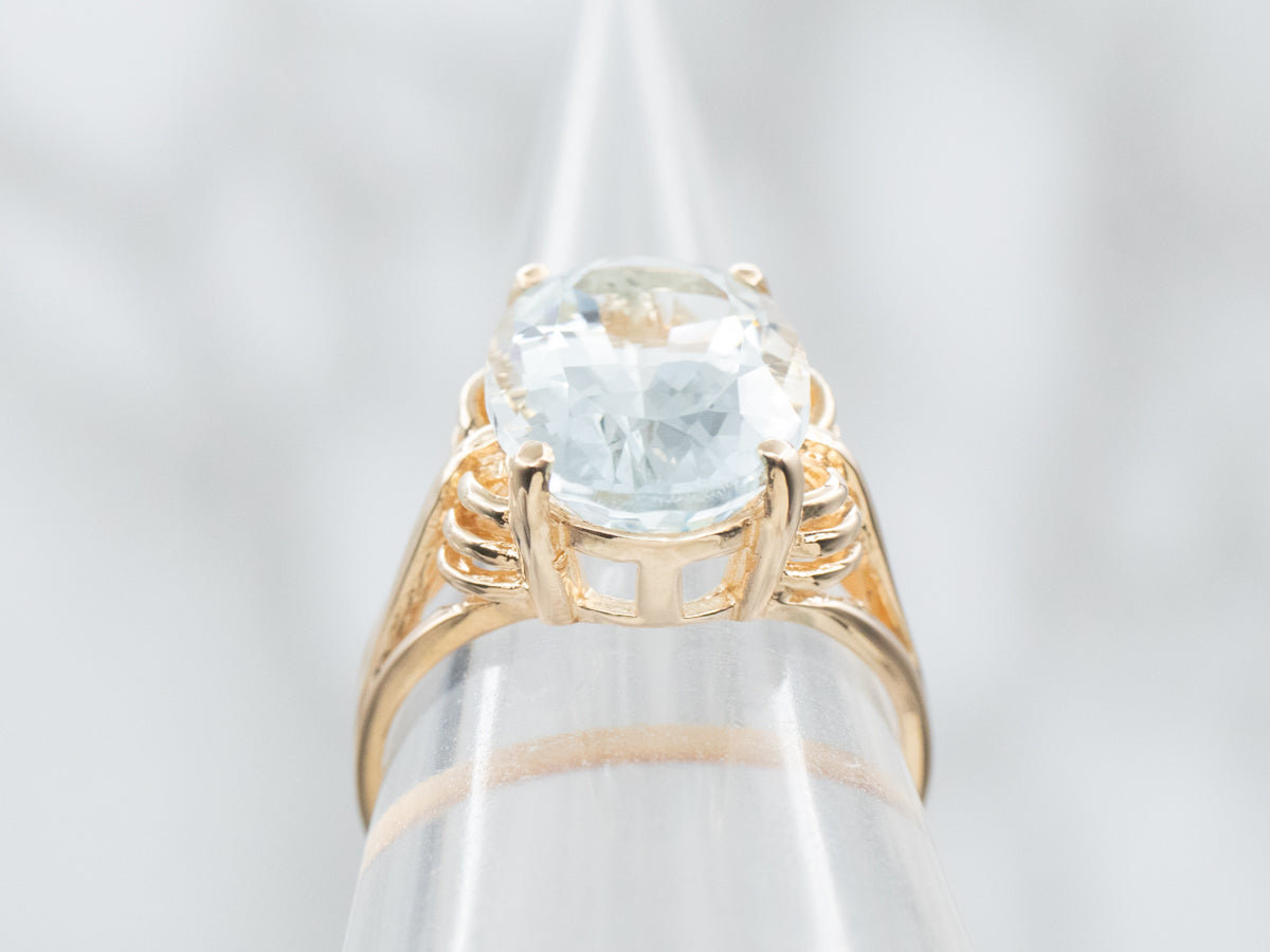 Vintage Gold Aquamarine Solitaire Ring