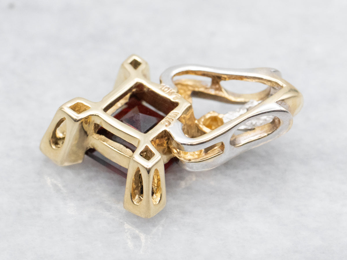 Garnet, Yellow Sapphire, and Diamond Pendant