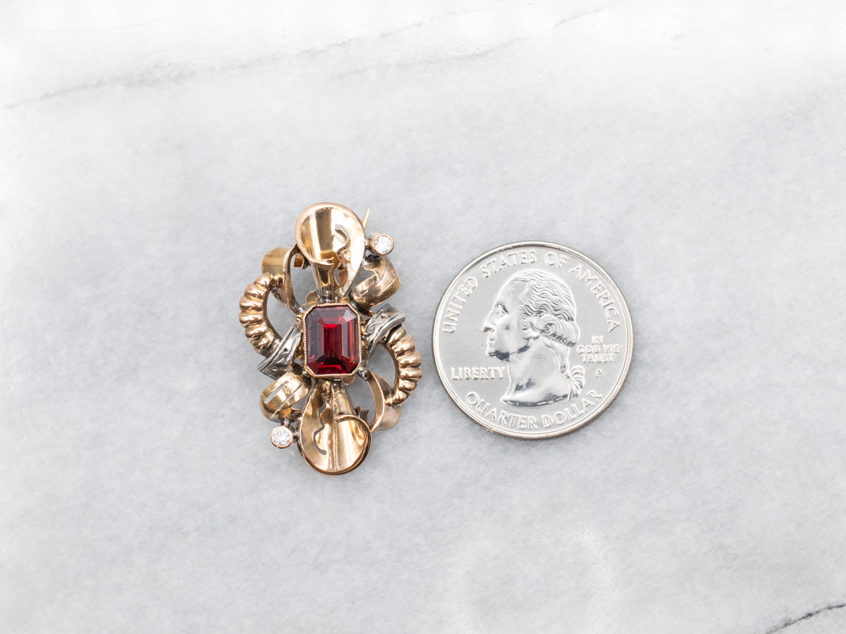 Victorian Revival Garnet and Diamond Brooch