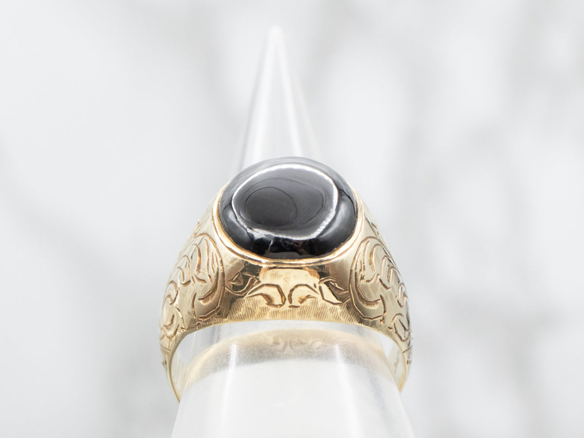 Men's Antique Black Star Sapphire Ring