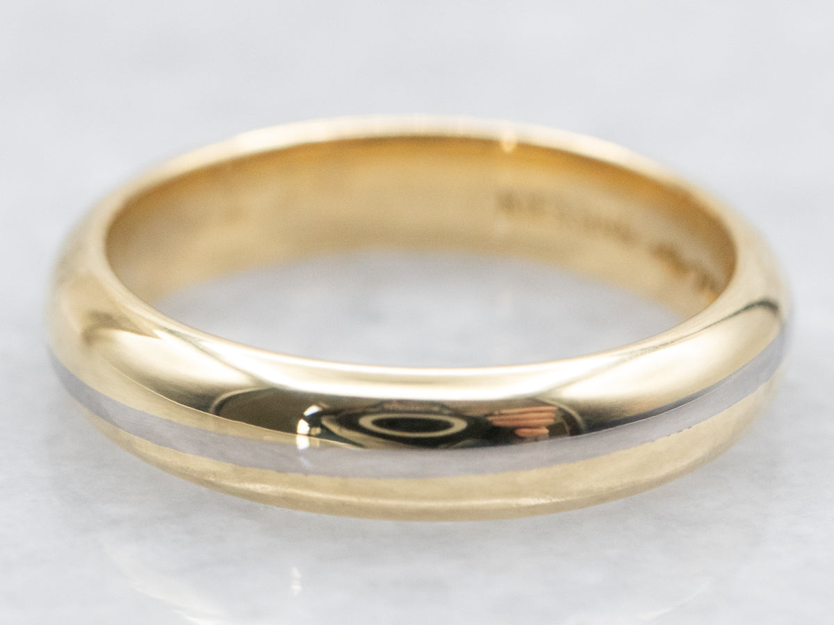 Diagonal Line Two-Tone Gold Band