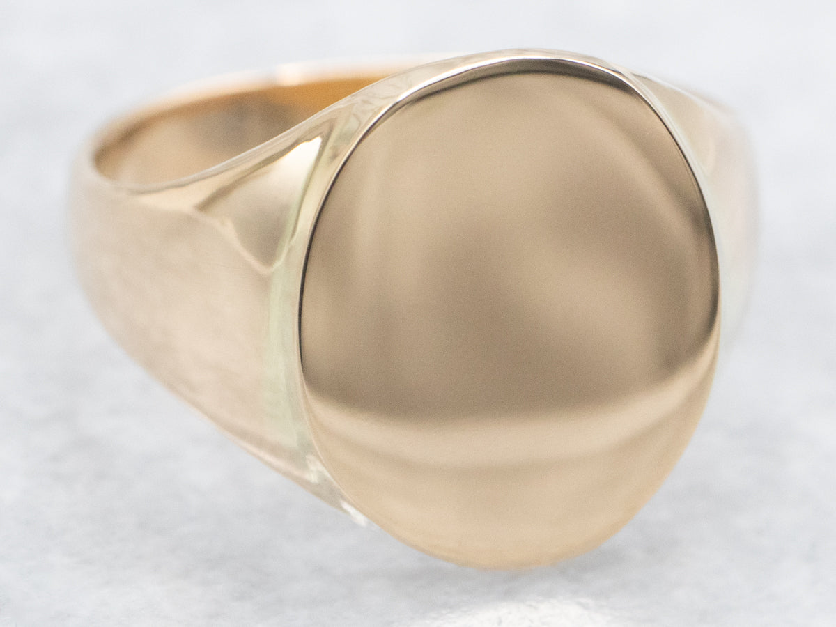 Plain 14-Karat Gold Oval Signet Ring