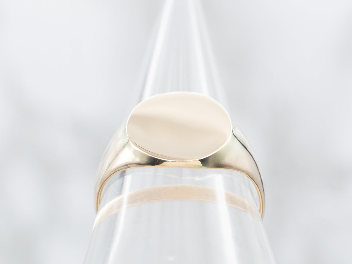 Plain 14-Karat Gold Oval Signet Ring