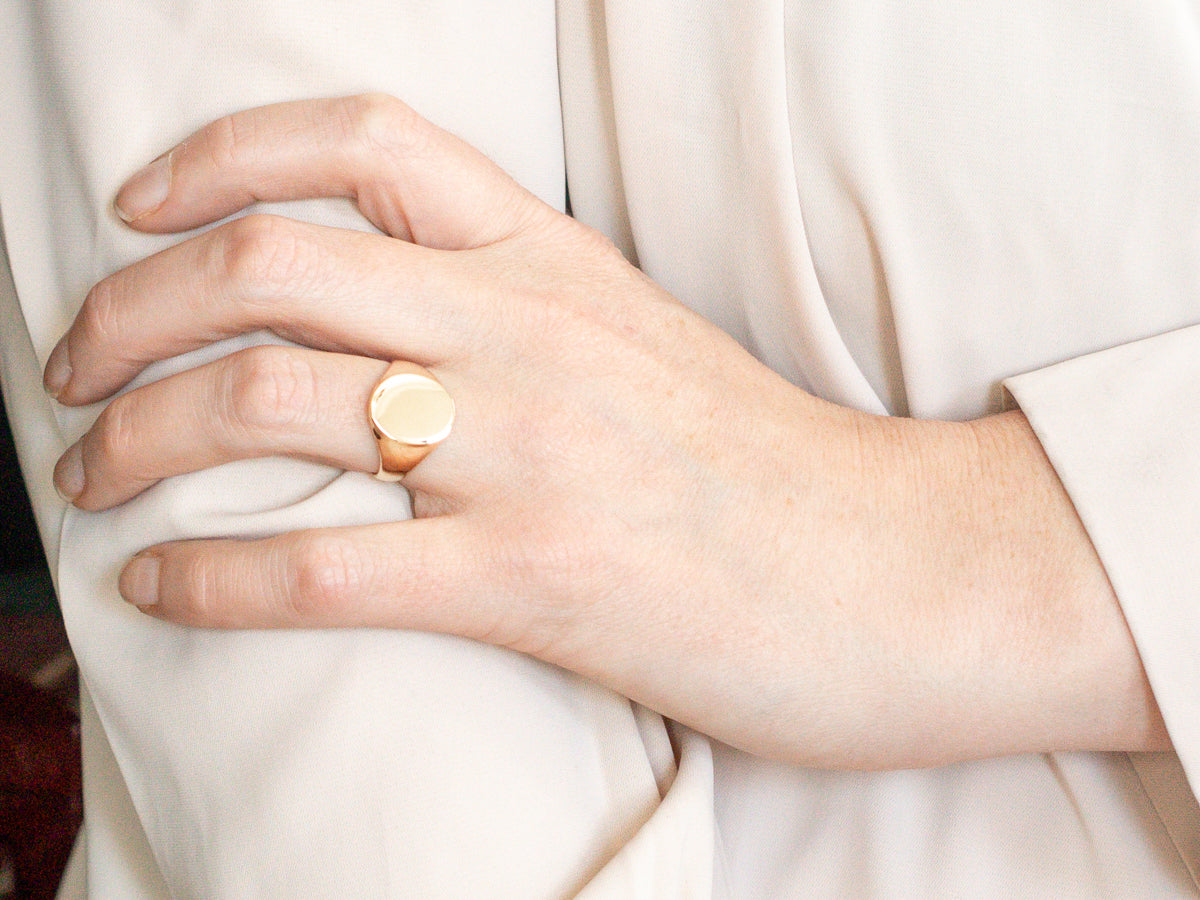 Plain 14-Karat Gold Oval Signet Ring