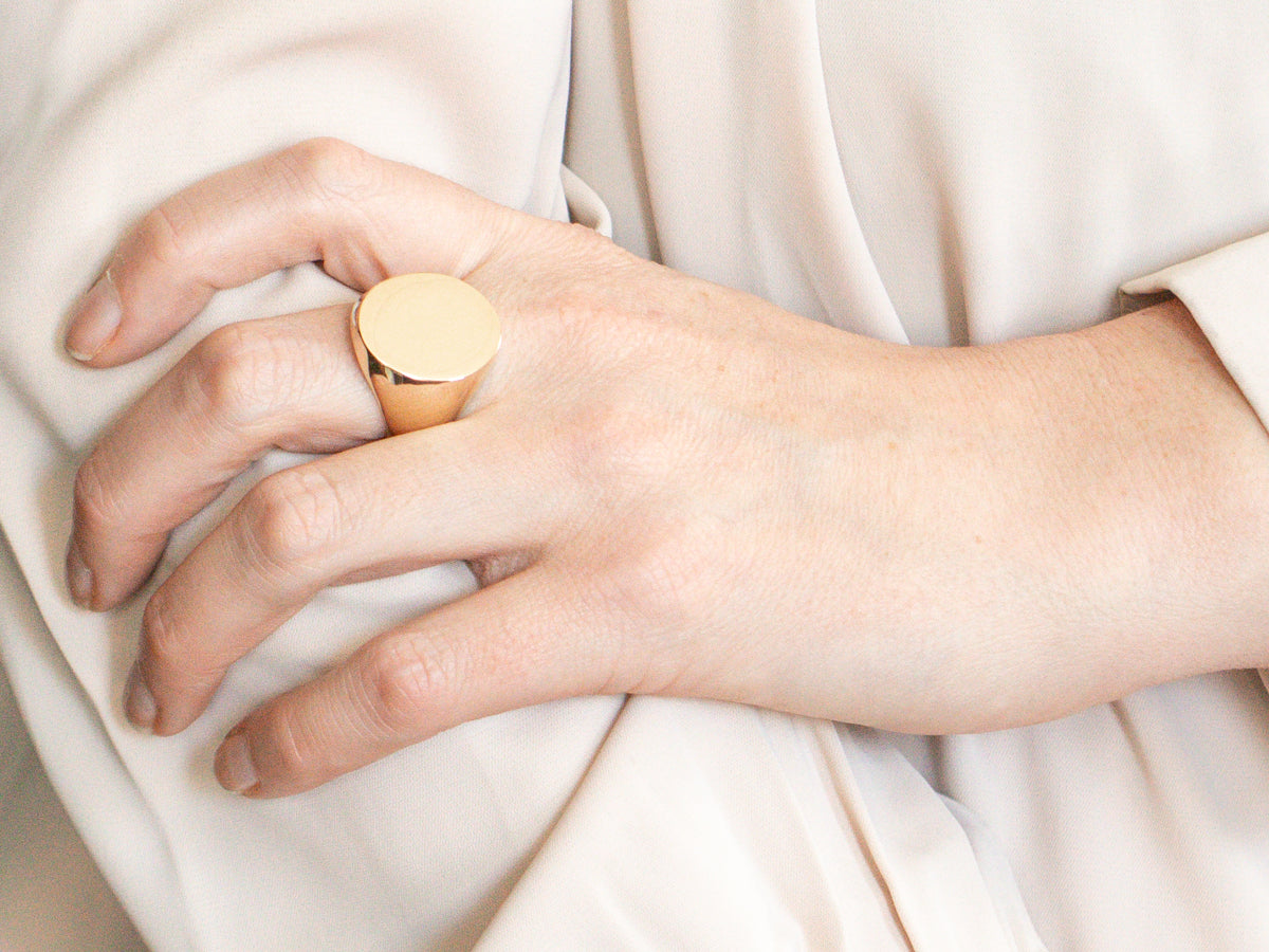 Large Plain Oval Top Signet Ring