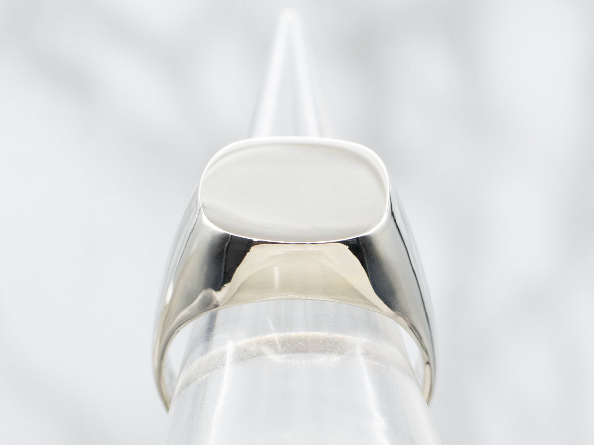 Men's White Gold Square Top Signet Ring