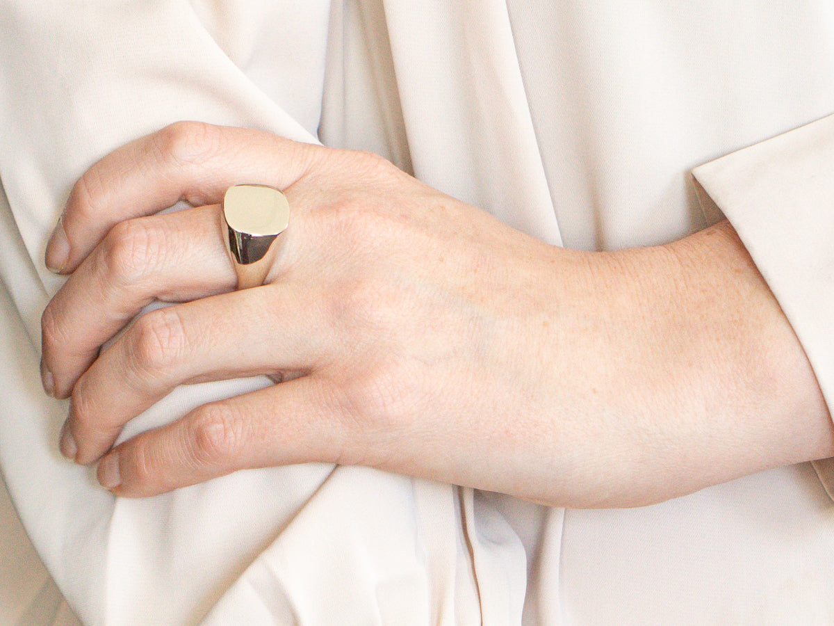 Men's White Gold Square Top Signet Ring