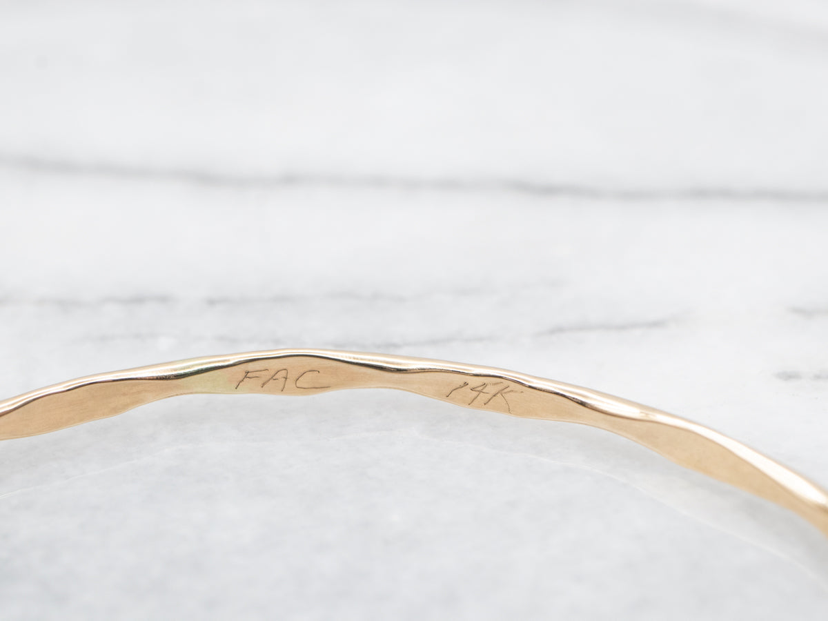 Simple Gold Hammered Bangle Bracelet