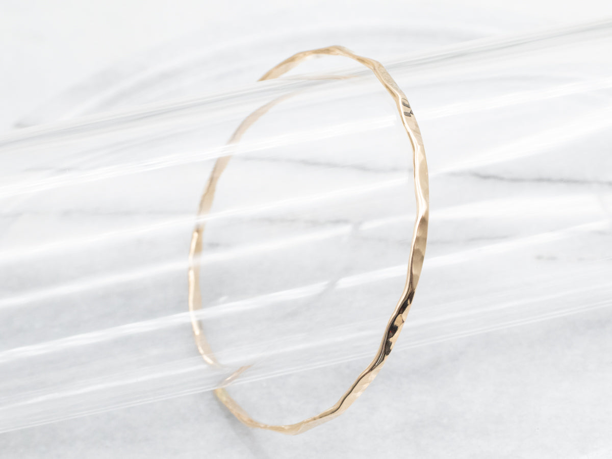 Simple Gold Hammered Bangle Bracelet