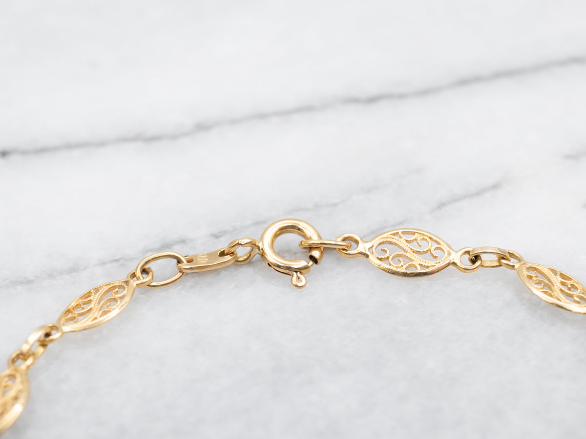 Filigree Link Bracelet with Spring Ring Clasp