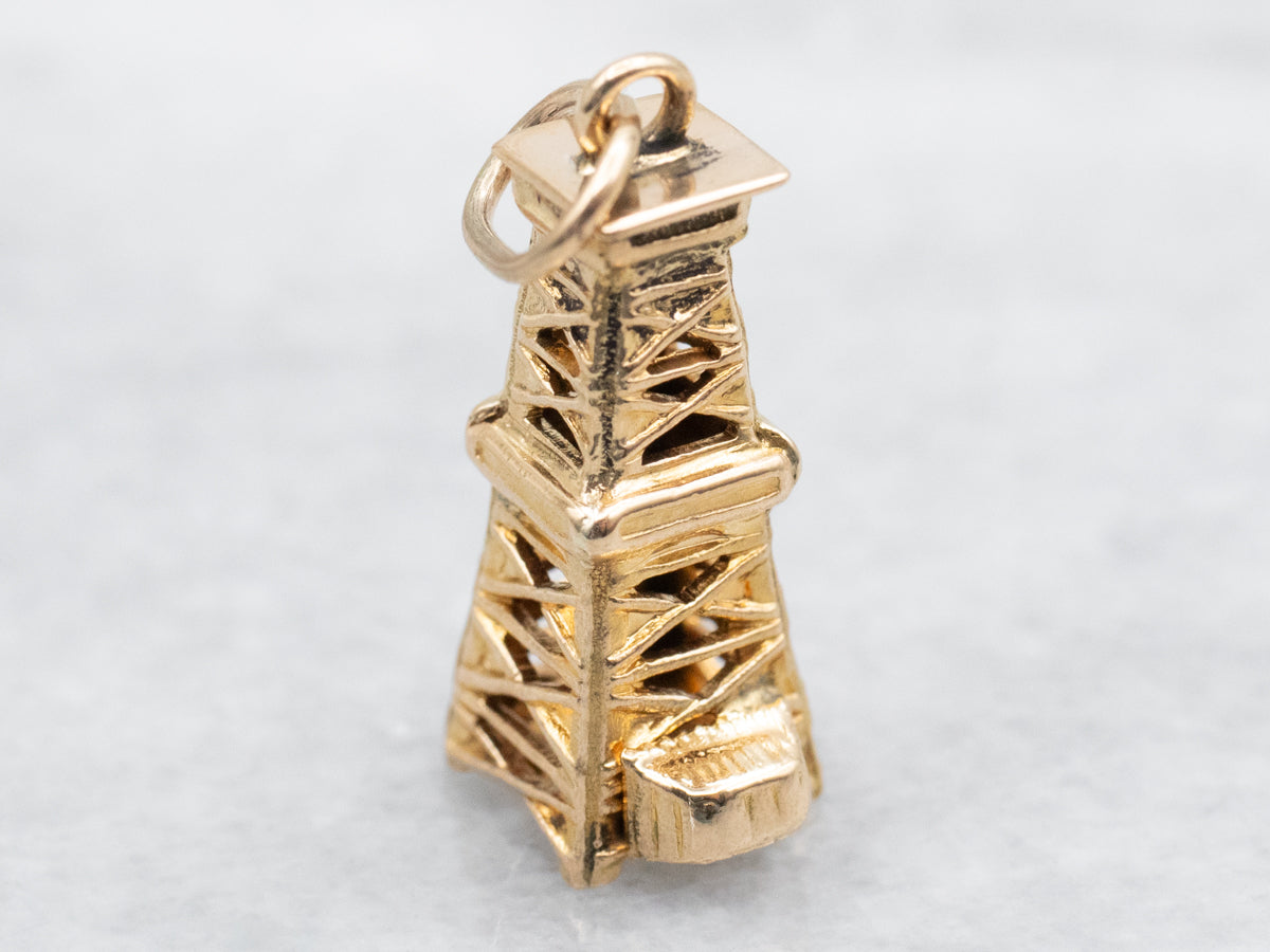 Vintage Gold Oil Rig Charm