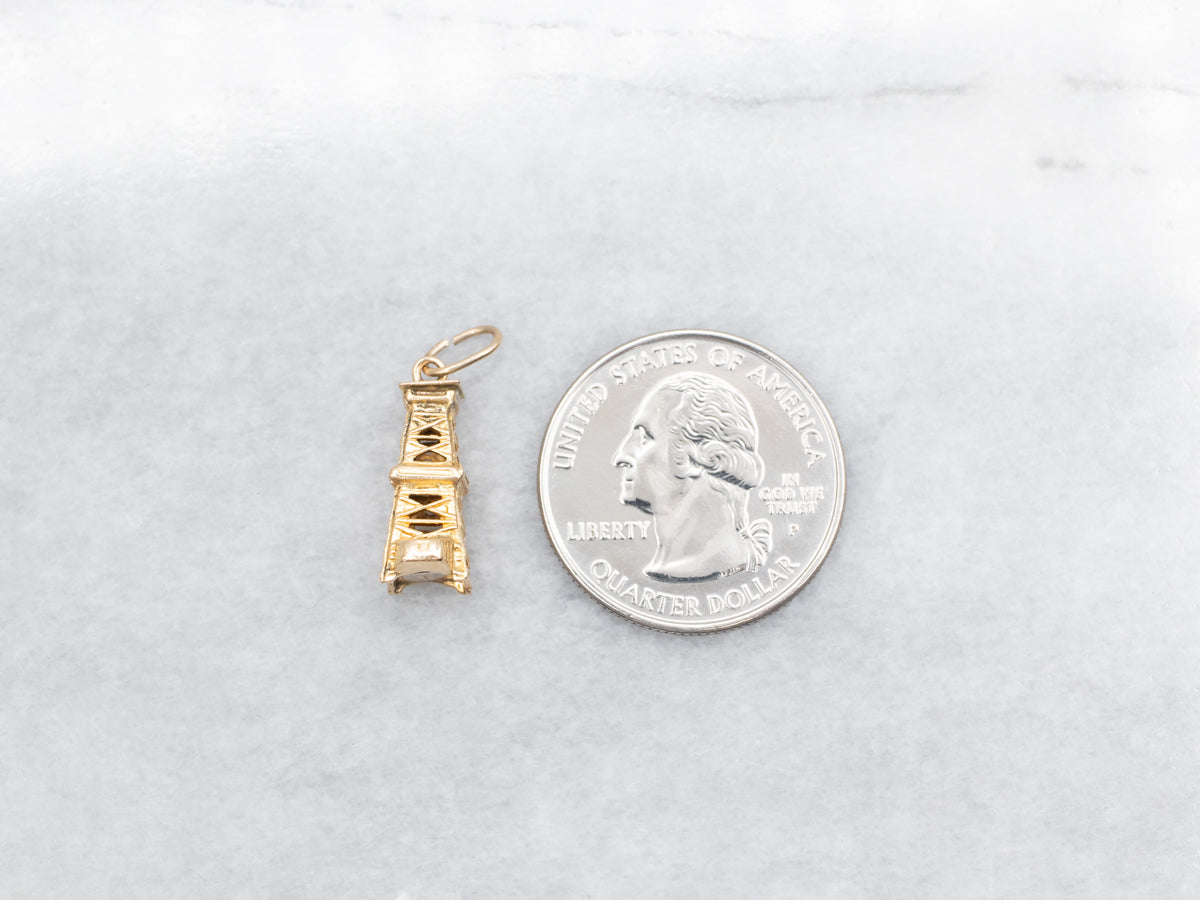 Vintage Gold Oil Rig Charm