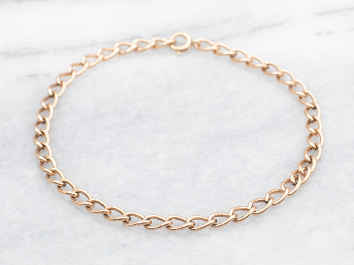 Rose Gold Cable Link Bracelet with Spring Ring Clasp