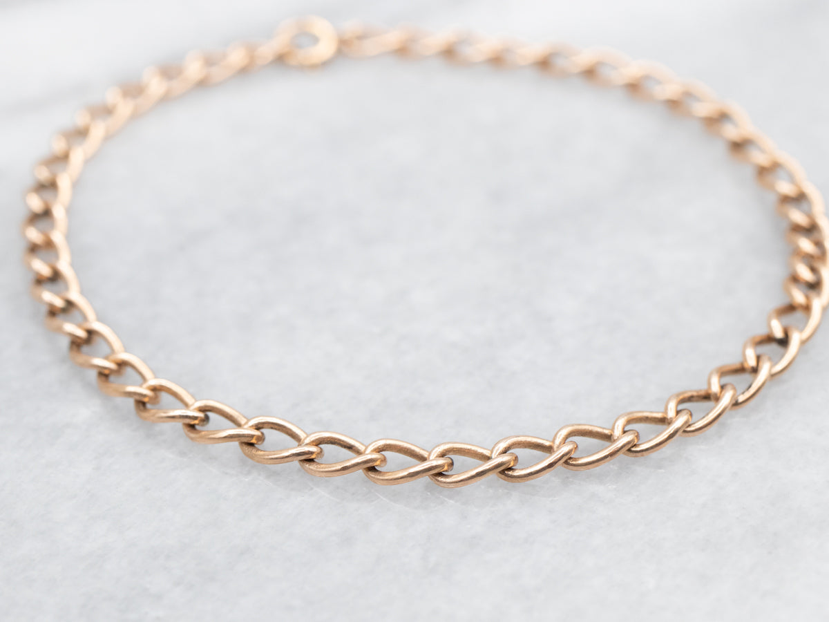 Rose Gold Cable Link Bracelet with Spring Ring Clasp