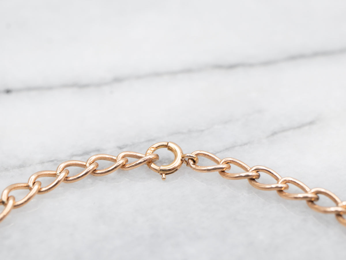 Rose Gold Cable Link Bracelet with Spring Ring Clasp