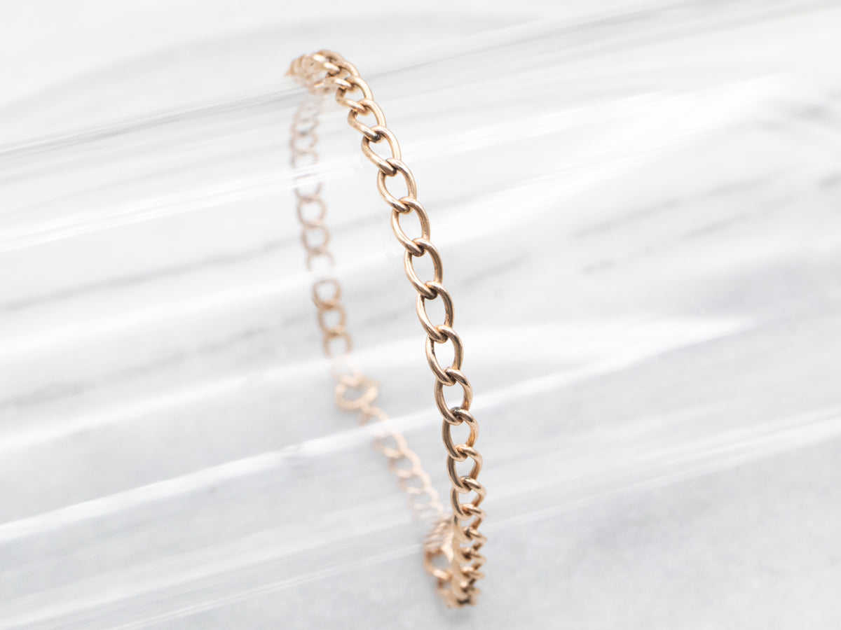 Rose Gold Cable Link Bracelet with Spring Ring Clasp