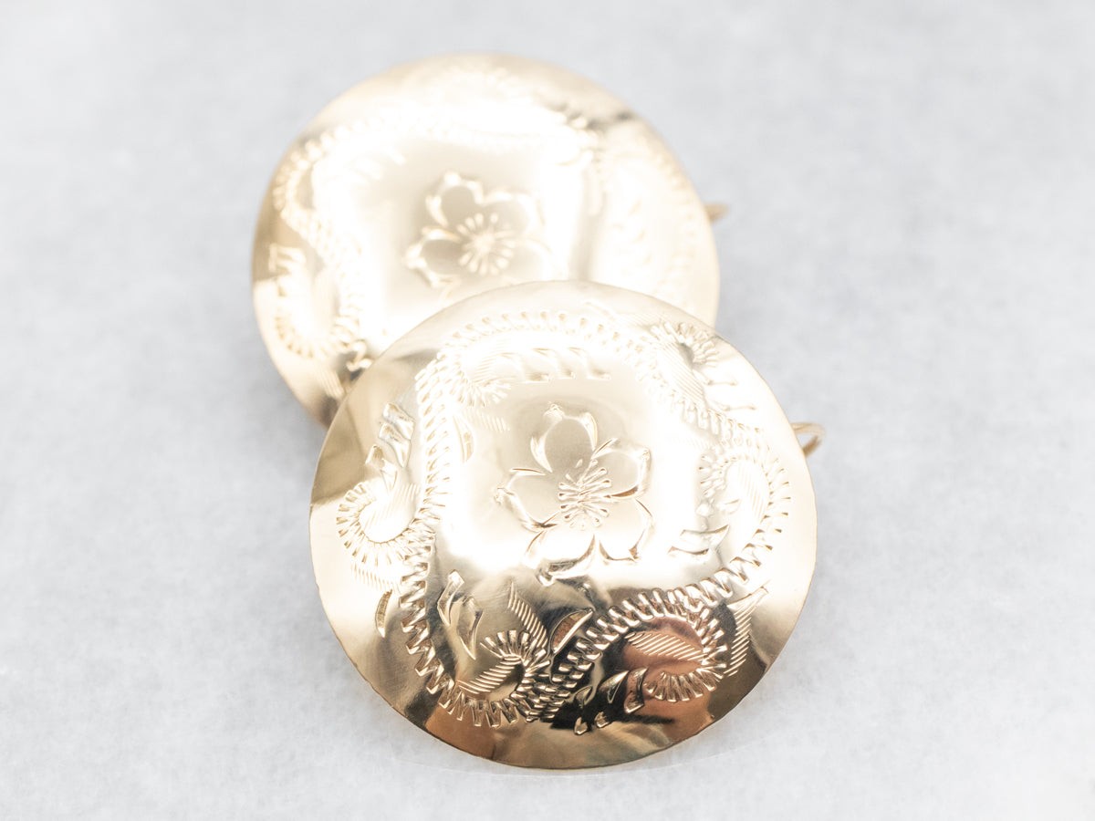 Floral Etched Disc Earrings