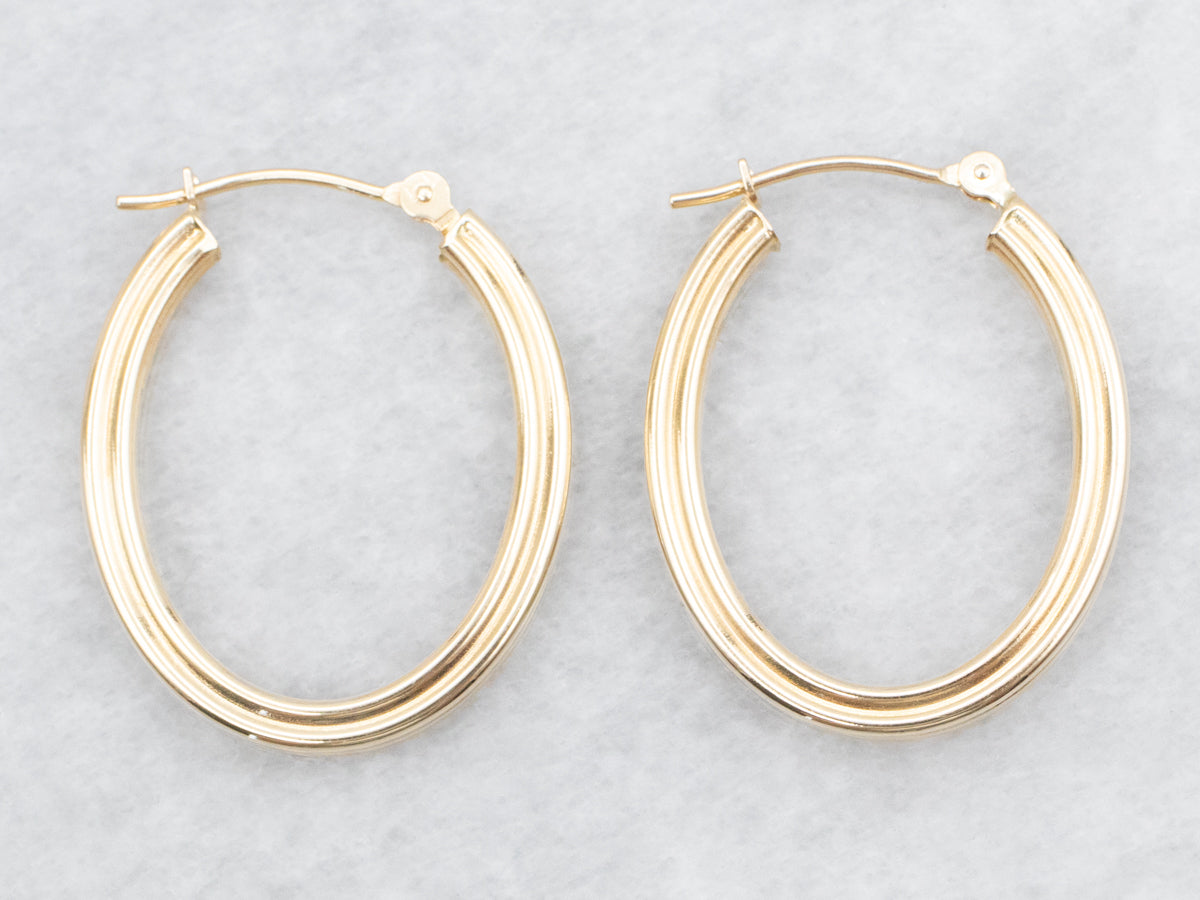 Lined Oval Hoop Earrings