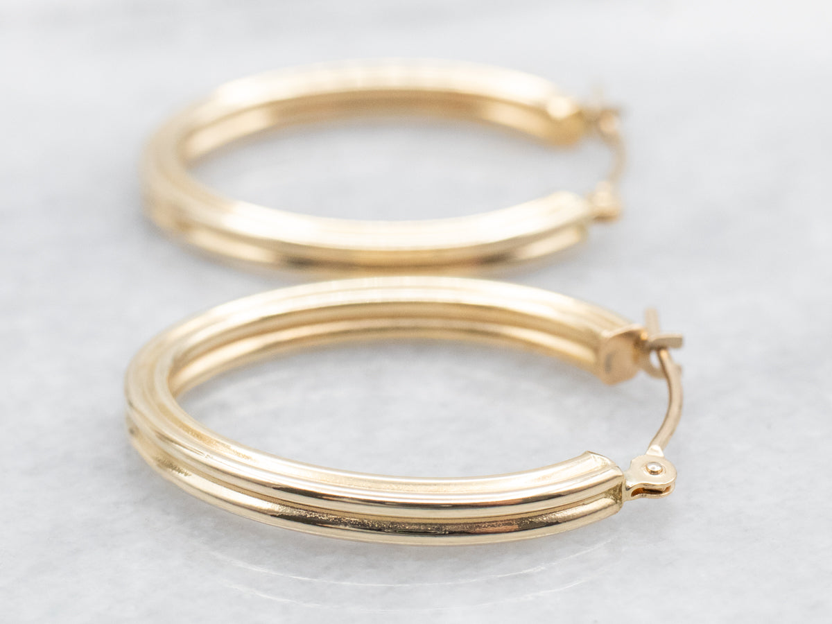 Lined Oval Hoop Earrings