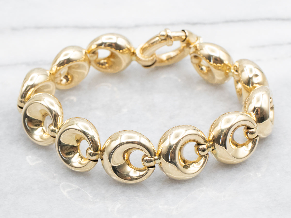 Puffy Circle Link Bracelet with Large Spring Ring Clasp