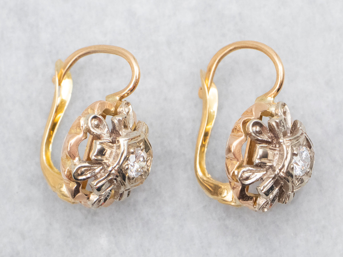 Two Tone Diamond Earrings