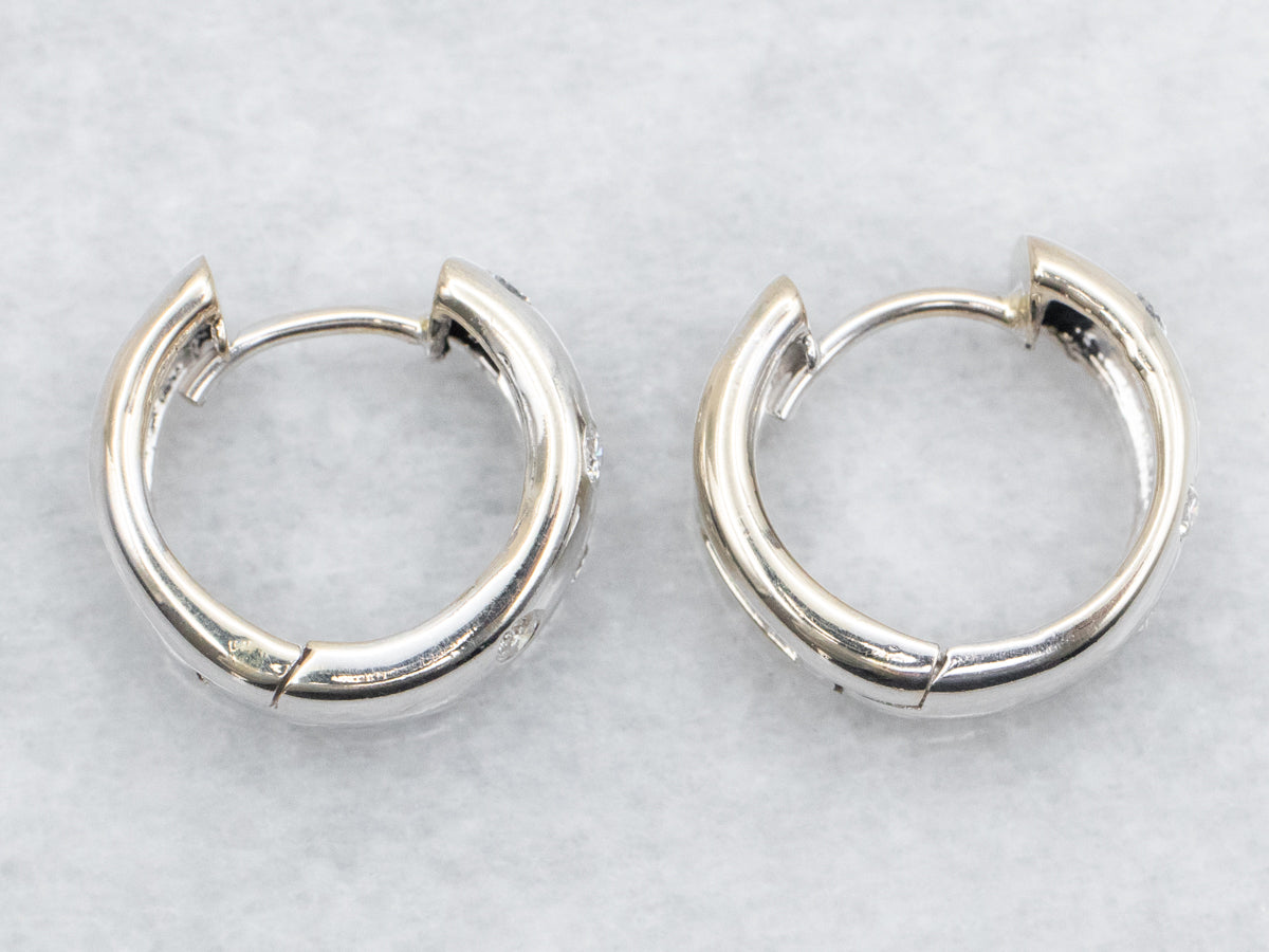 White Gold Etoile Diamond Hoop Earrings