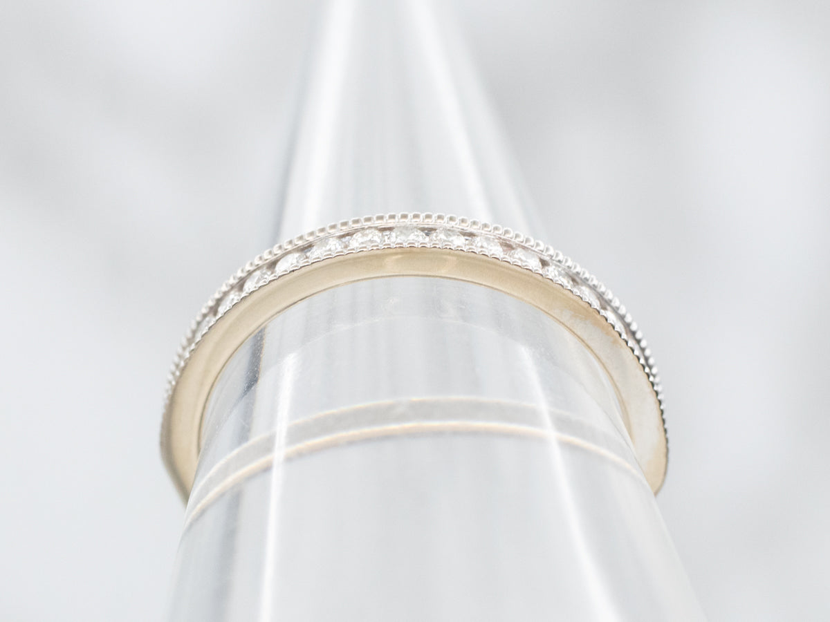 White Gold Diamond Milgrain Band