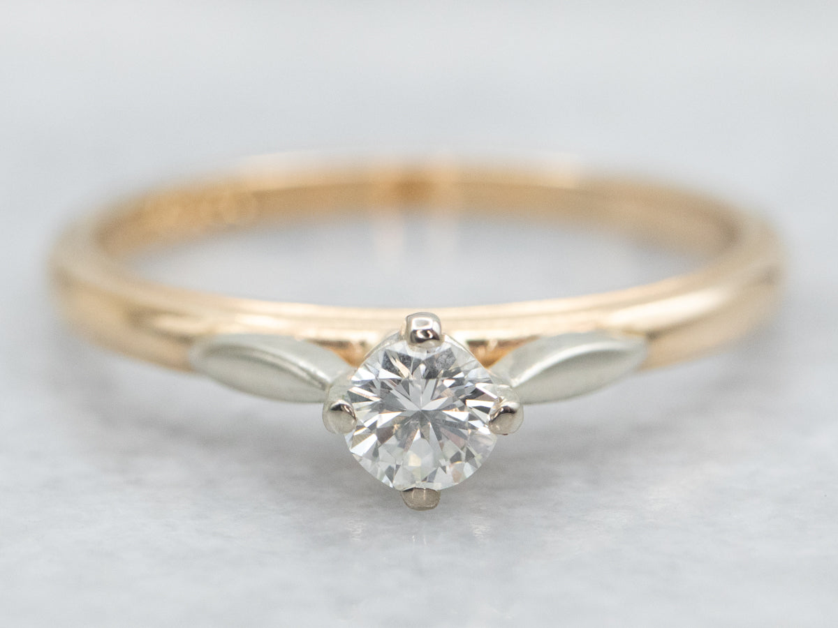 Two Tone Diamond Solitaire Engagement Ring