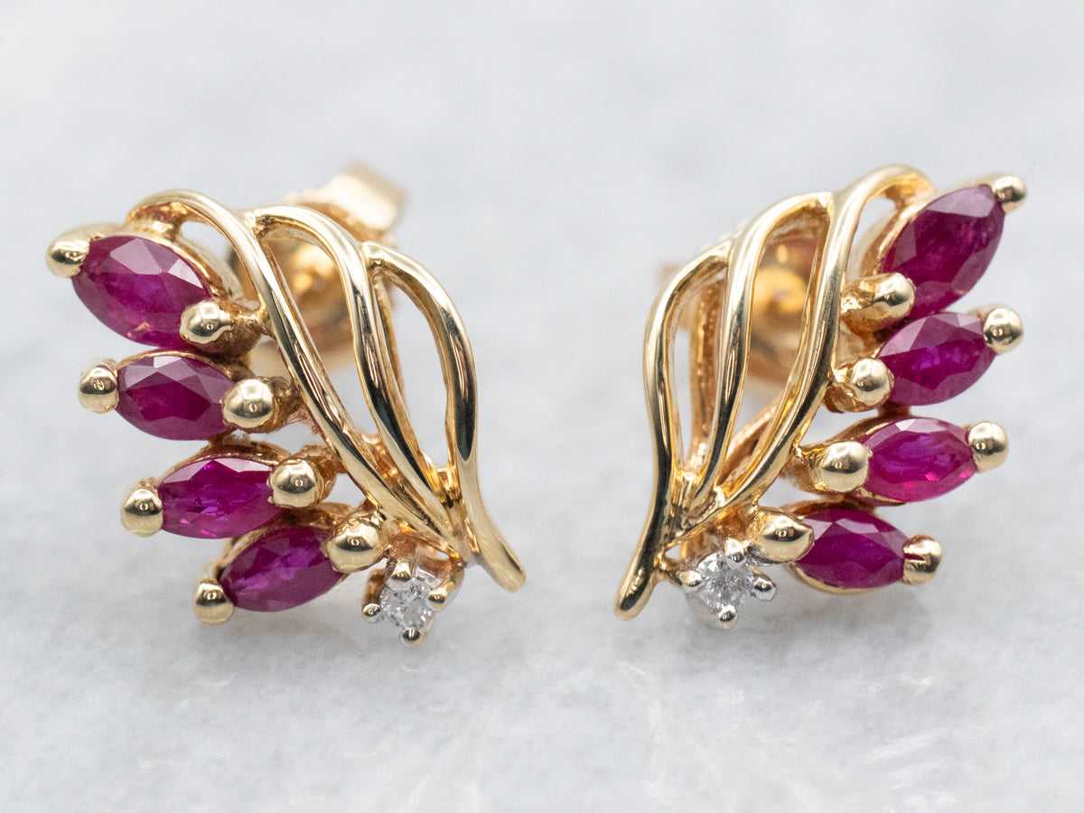 Ruby and Diamond Stud Earrings