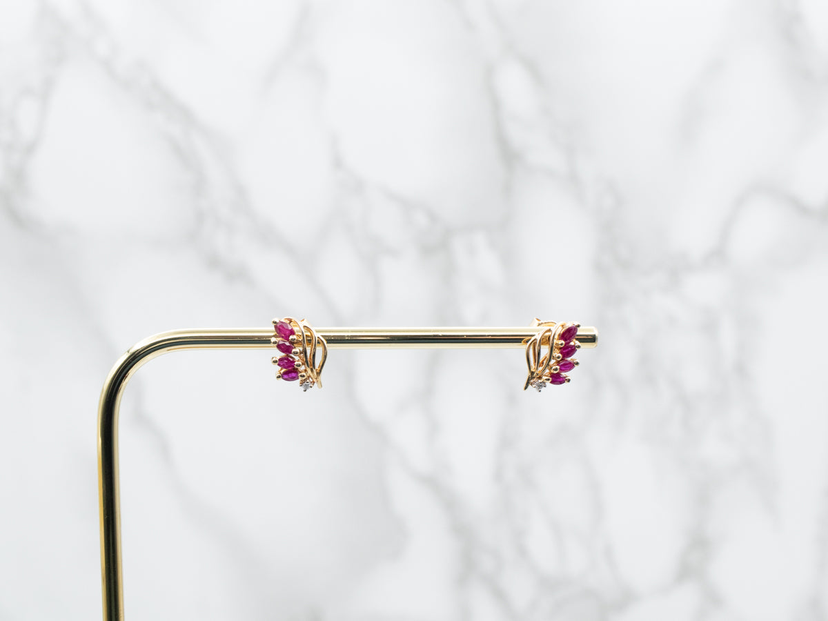 Ruby and Diamond Stud Earrings