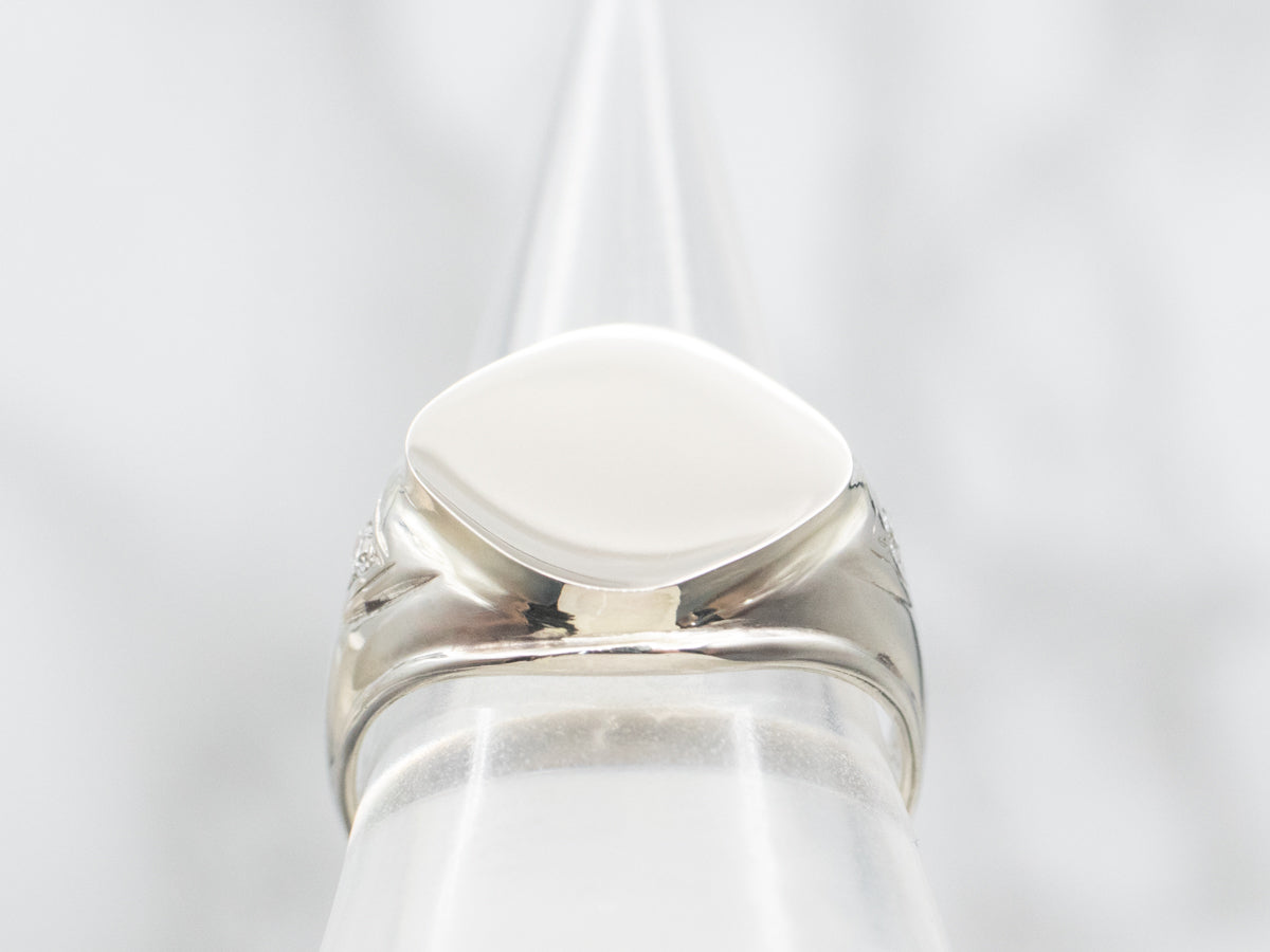 White Gold Diamond Signet Ring