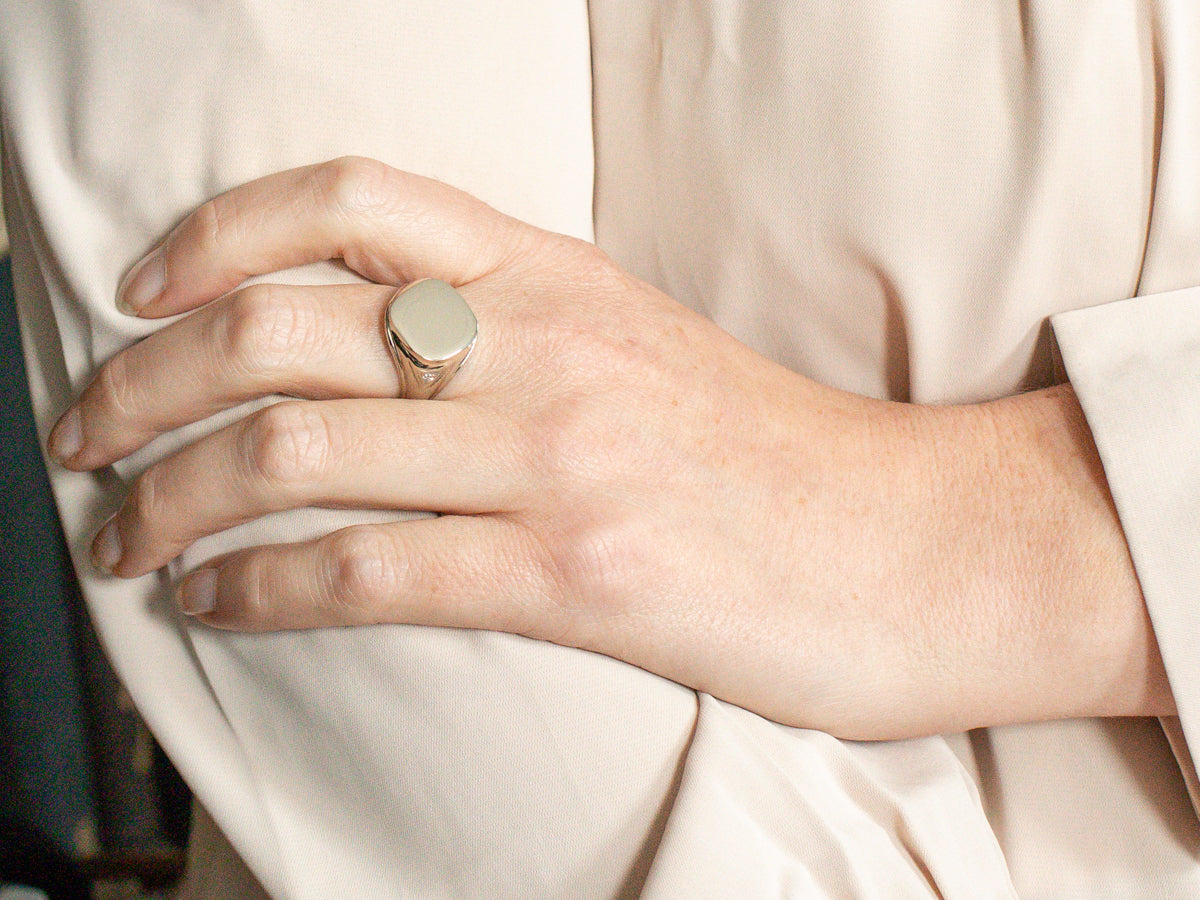 White Gold Diamond Signet Ring