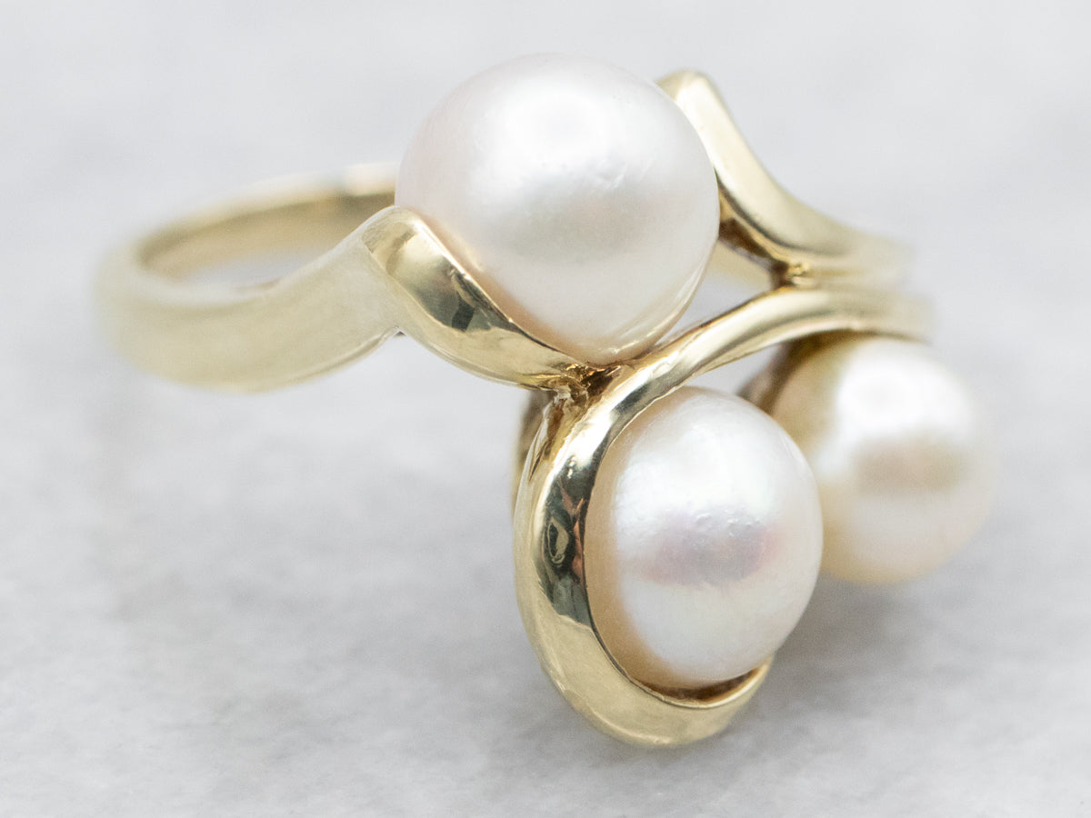 Vintage Pearl and Gold Cluster Ring