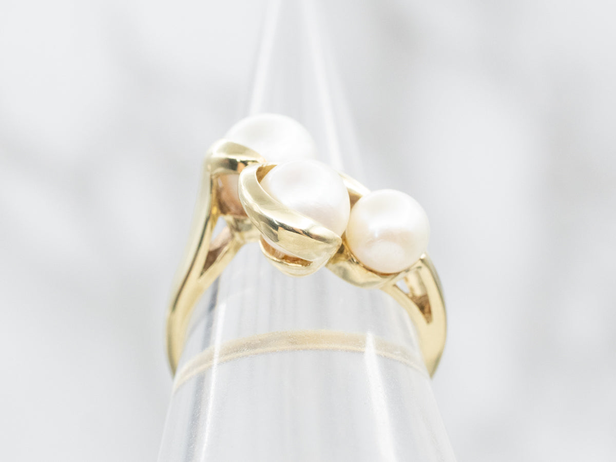 Vintage Pearl and Gold Cluster Ring