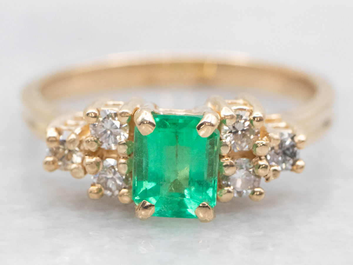 Classic Emerald and Diamond Engagement Ring