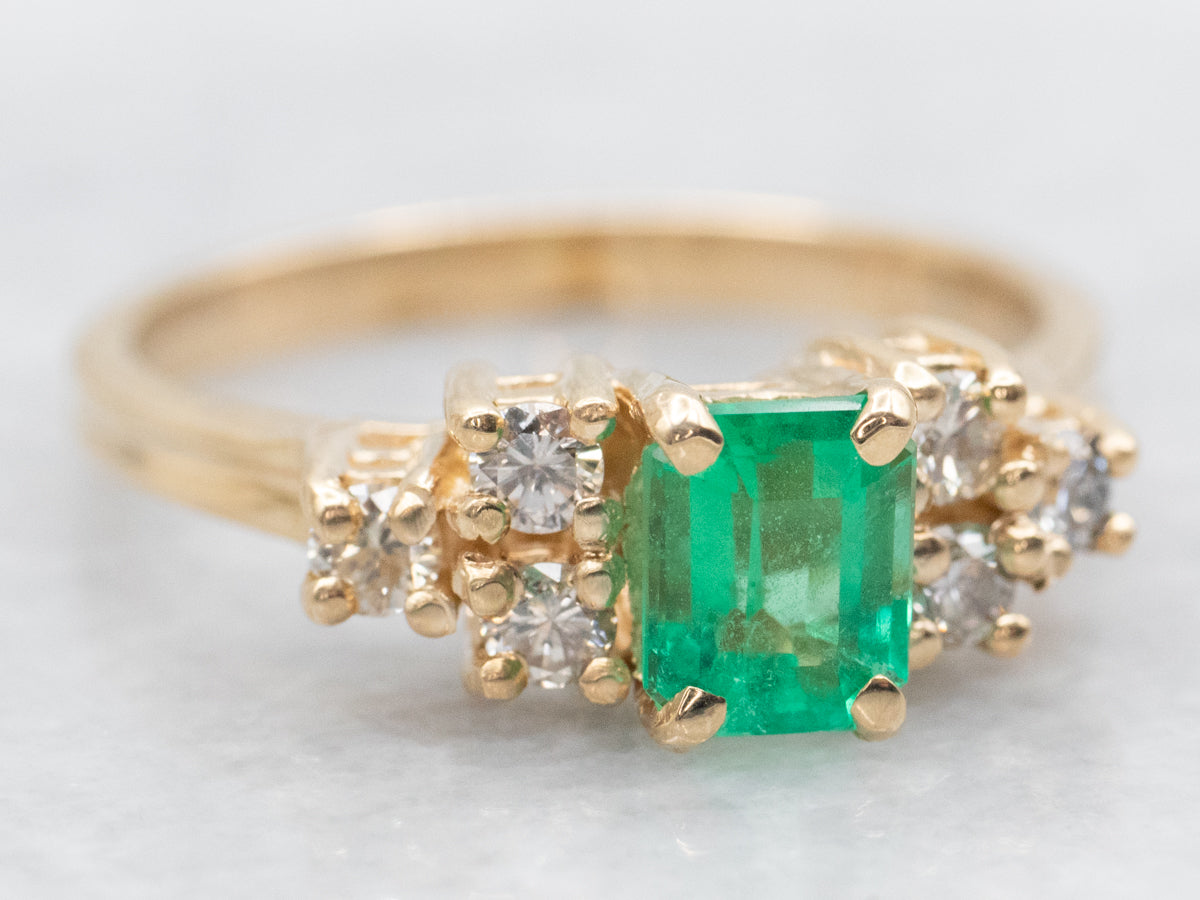 Classic Emerald and Diamond Engagement Ring