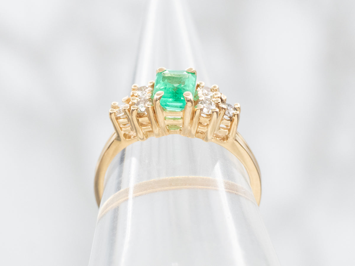 Classic Emerald and Diamond Engagement Ring