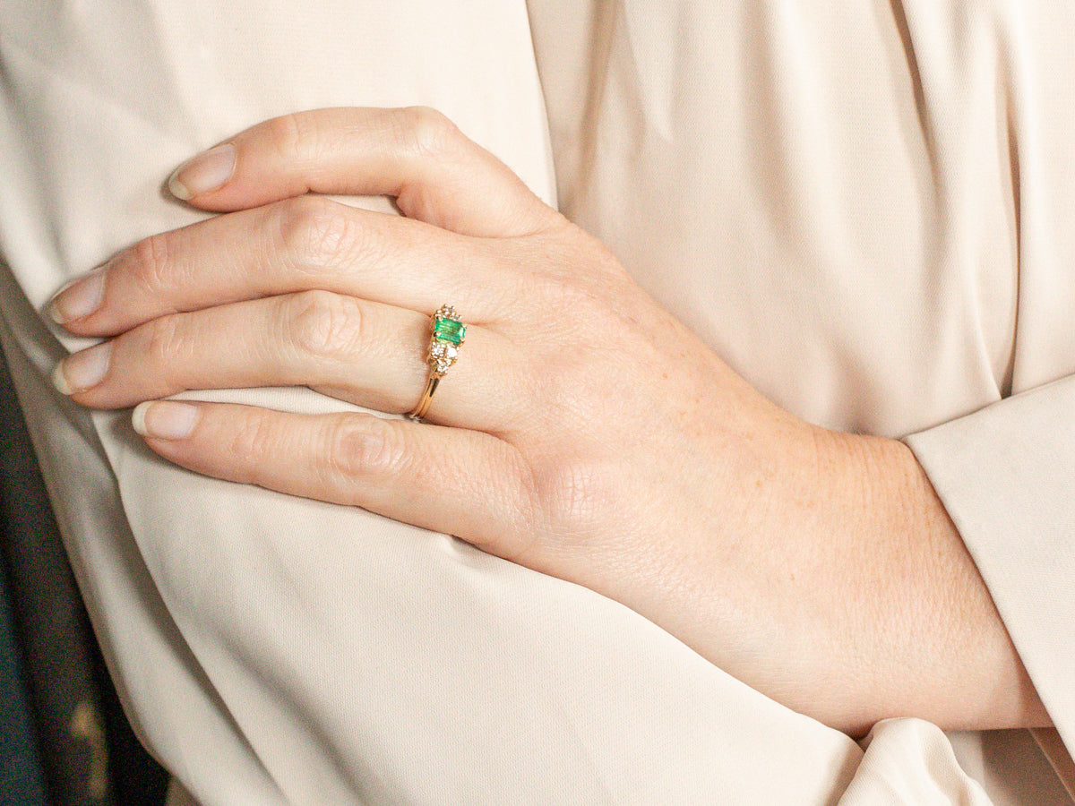 Classic Emerald and Diamond Engagement Ring