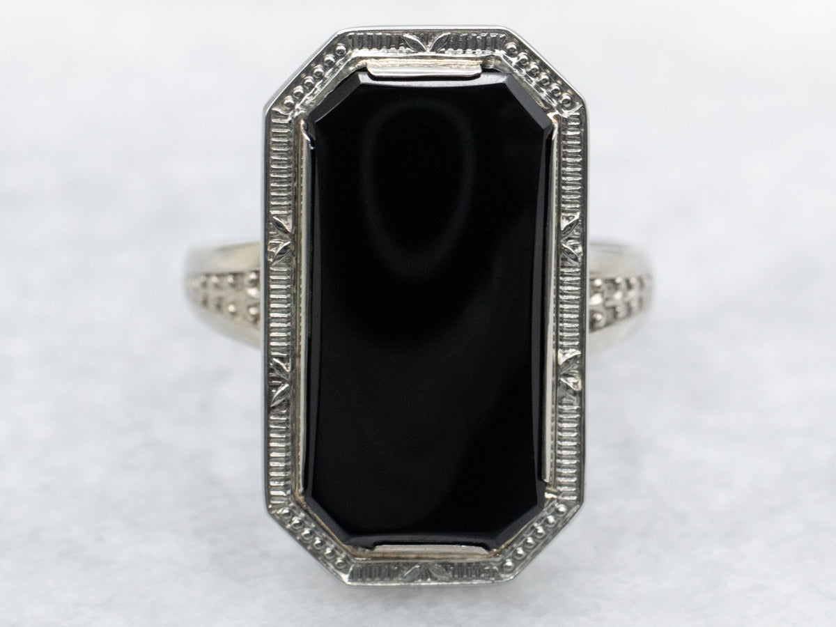 Vintage Black Onyx Solitaire Ring