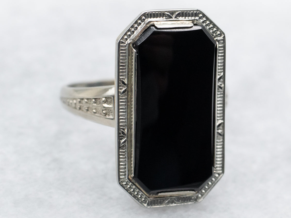 Vintage Black Onyx Solitaire Ring